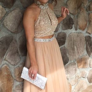 Sherri Hill, Nude Prom dress, No. 51910, altered to fit a Petite size 2